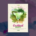 Cocktail watercolor disco poster Royalty Free Stock Photo