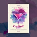 Cocktail watercolor disco poster Royalty Free Stock Photo