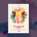 Cocktail watercolor disco poster