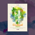 Cocktail watercolor disco poster Royalty Free Stock Photo