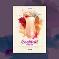 Cocktail watercolor disco poster Royalty Free Stock Photo