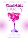 Cocktail watercolor disco poster Royalty Free Stock Photo