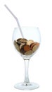 Cocktail: wineglass with the heap of coins