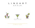 Cocktail wineglass vector icon style line art