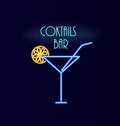 Cocktails Bar Neon Poster Sign Vector Illustration Royalty Free Stock Photo