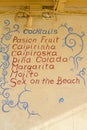 Cocktails blackboard in an Ibiza beach Royalty Free Stock Photo