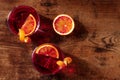 Cocktails with blood orange juice, overhead shot with copy space Royalty Free Stock Photo