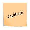 Cocktails 3d illustration post note reminder on white with clipping path Royalty Free Stock Photo