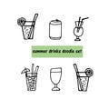 Cocktails and drinks hand drawn set of elements for design in scandinavian style Royalty Free Stock Photo