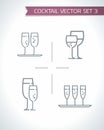 Cocktails and drinks Vector contour icons