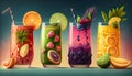 Cocktails And Fresh Tropical Juice Drinks - Generative AI