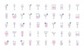 Cocktails glasses cups line and fill style 50 icon set vector design