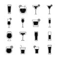 Cocktails glasses cups silhouette style collection of icons vector design