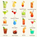 Cocktails icon set. Vector Illustration