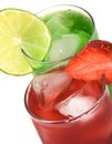 Cocktails with lime and strawbbery Royalty Free Stock Photo