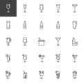 Cocktails line icons set Royalty Free Stock Photo