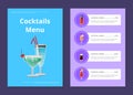 Cocktails Menu Advertisement Poster with Martini Royalty Free Stock Photo