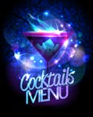 Cocktails menu with burning cocktail and disco sparkles Royalty Free Stock Photo