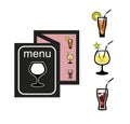 Cocktails. Menu. Icons set. Vector stock illustration Royalty Free Stock Photo