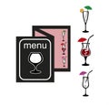 Cocktails. Menu. Icons set. Vector stock illustration