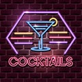 Cocktails neon advertising sign