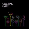 Cocktails neon colors vector background