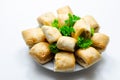 Cocktails sausage rolls, seasoned pork sausage meat wrapped in puff pastry Royalty Free Stock Photo