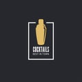 Cocktails shaker logo on black object background