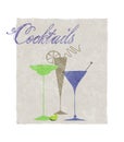 Cocktails Stylized Retro Drinks With Typography