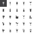 Cocktails vector icons set