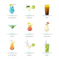 Cocktails vector illustrations set Royalty Free Stock Photo