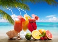 Cocktaisl and tropical fruit Royalty Free Stock Photo