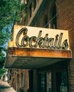 Cocktrails vintage neon sign in downtown Flagstaff, Arizona