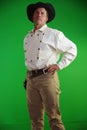 Cocky cowboy in white shirt Royalty Free Stock Photo