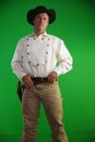 Cocky cowboy in white shirt Royalty Free Stock Photo