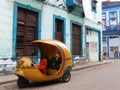 COCO TAXI IN A STREET IN OLD HAVANA, CUBA Royalty Free Stock Photo