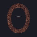 Cocoa abstract line art wreath. Dark chocolate