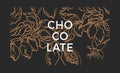 Cocoa background. Natural chocolate. Vector botanical banner