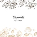 Cocoa bean sketch collection - organic chocolate design for culinary art Royalty Free Stock Photo