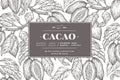 Cocoa bean tree banner template. Chocolate cocoa beans background. Vector hand drawn illustration. Vintage style Royalty Free Stock Photo