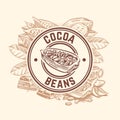 Cocoa bean tree. Chocolate cacao sketch vector wallpaper