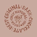 Cocoa Beans. Vintage badge or logo for t-shirts, typography, shop or signboards. Hand Drawn engraved sketch. Vector