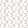 Cocoa beans outline seamless pattern. Chocolate white background.