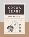 Cocoa beans vintage label.