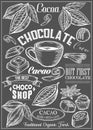 Cocoa, cacao, chocolate Vector set of Dessert Spices logos, labels, badges and design elements. Retro text. Vintage Royalty Free Stock Photo