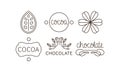 Cocoa and chocolate line icons set, labels and badges vector Illustration