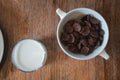 Cocoa crunch cornflakes with milk
