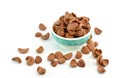 Cocoa crunch cornflakes on white background