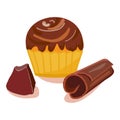 Cocoa cupcake icon cartoon vector. Cacao chocolate