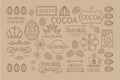 Cocoa Icon, logo, Signs and Badges. Vector Illustration Set